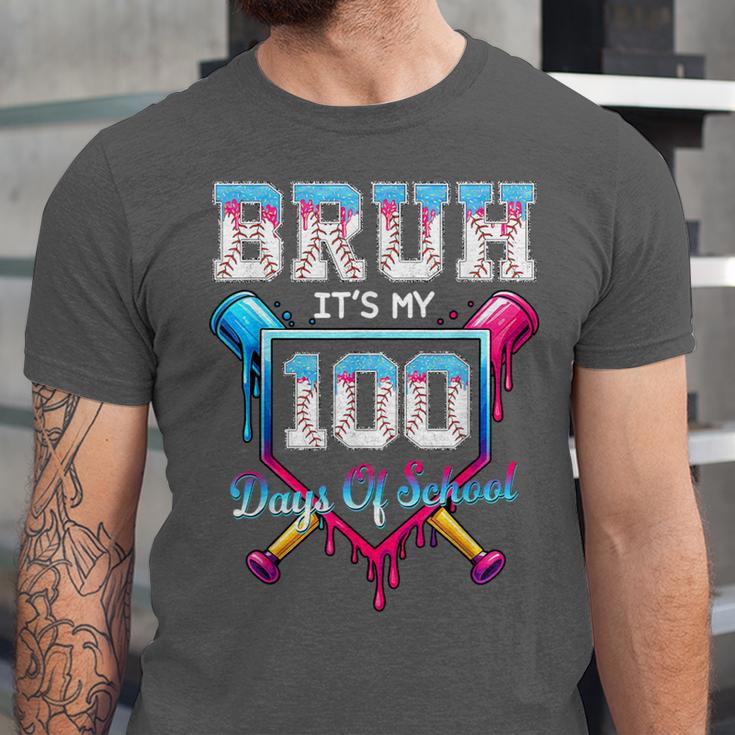 Bruh It's My 100 Days Of School Baseball Ice Cream Drip Boys Unisex Jersey T-Shirt