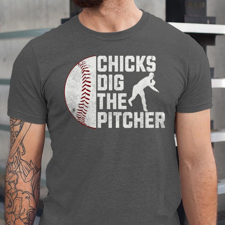 Chicks Dig The Pitcher Baseball Unisex Jersey T-Shirt Chicks Dig The Pitcher Baseball Unisex Jersey T-Shirt