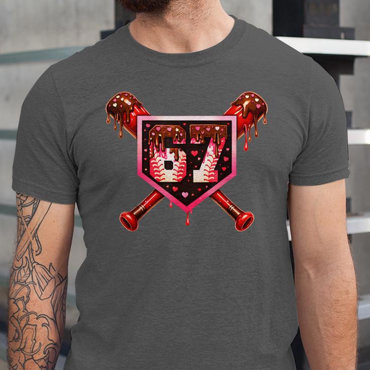 Chocolate 67 Drip Baseball Valentine Love Sports Unisex Jersey T-Shirt