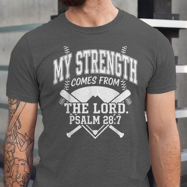 Christian Baseball My Strength Comes From The Lord Baseball Unisex Jersey T-Shirt