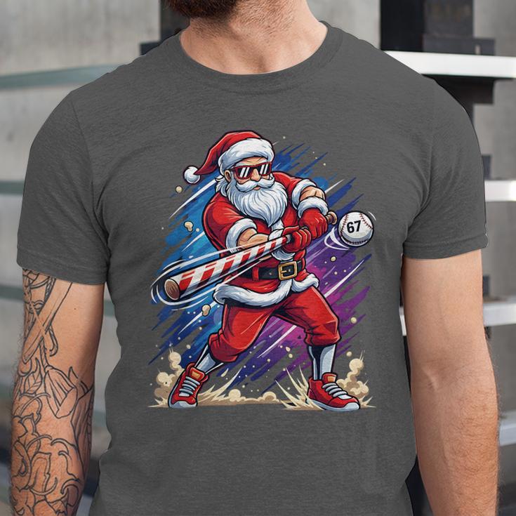Christmas Baseball Santa Game Day Xmas Boys Kids Men Unisex Jersey T-Shirt
