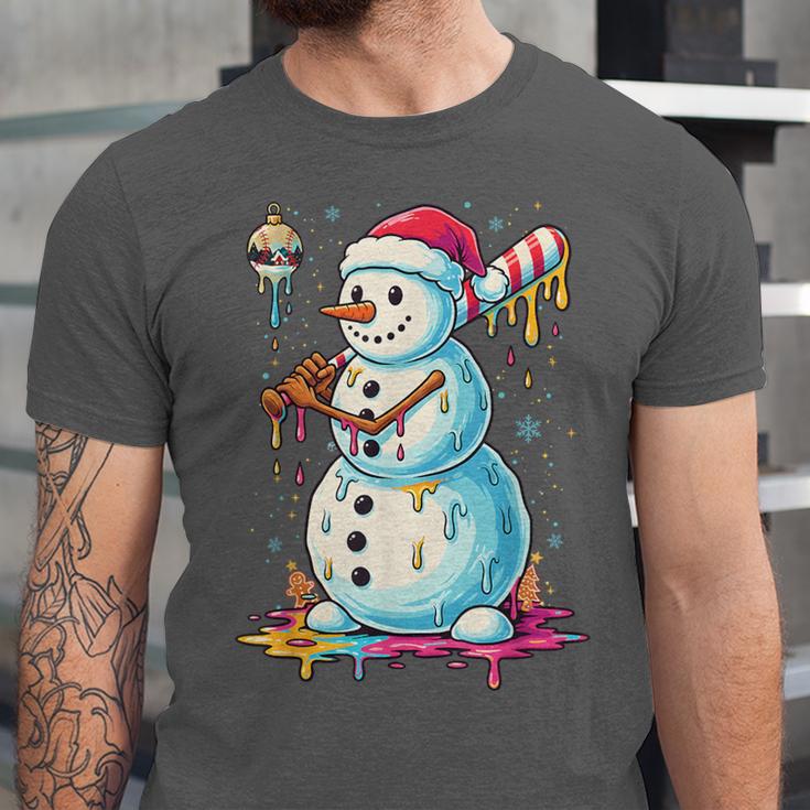 Christmas Baseball Snowman Drip For Boys Men Girls Women Unisex Jersey T-Shirt