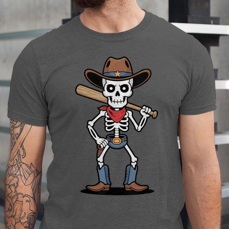 Cowboy Skeleton Baseball Halloween Graphic Unisex Jersey T-Shirt Cowboy Skeleton Baseball Halloween Graphic Unisex Jersey T-Shirt