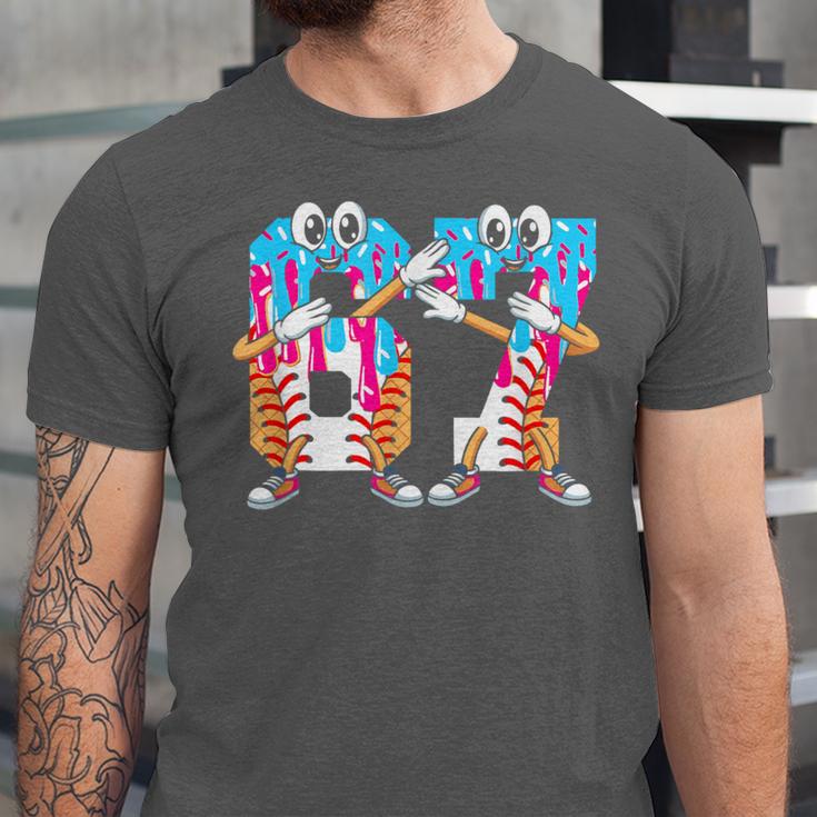 Dabbing Baseball Ice Cream Drip Number 67 Birthday Party Unisex Jersey T-Shirt Dabbing Baseball Ice Cream Drip Number 67 Birthday Party Unisex Jersey T-Shirt