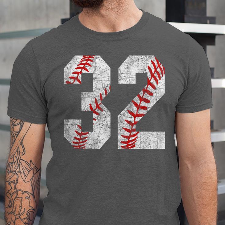 Distressed Baseball Number 32 Jersey Uniform Player Fan Unisex Jersey T-Shirt Distressed Baseball Number 32 Jersey Uniform Player Fan Unisex Jersey T-Shirt