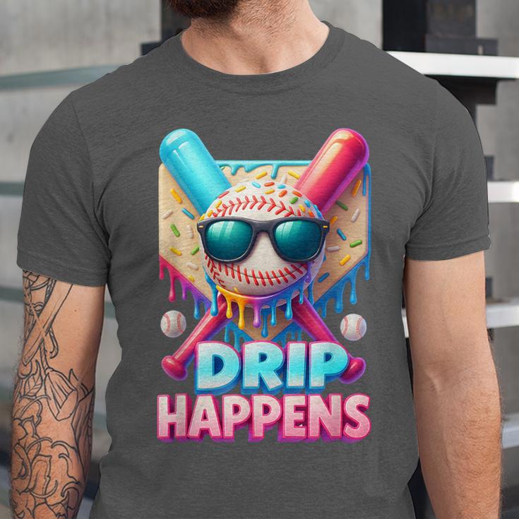 Drip Happens Baseball Ice Cream Bat And Ball With Sunglasses Unisex Jersey T-Shirt