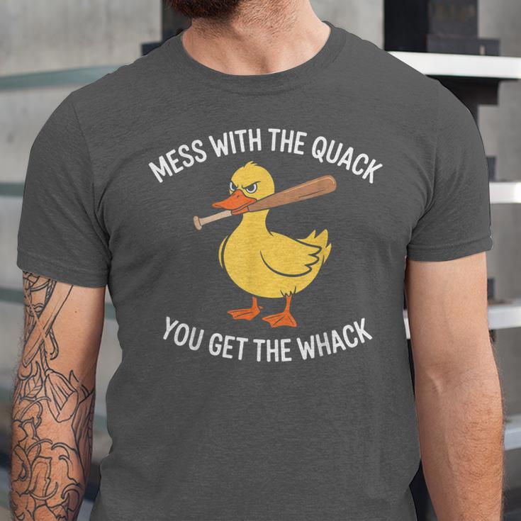 Duck And Baseball Bat Mess With The Quack You Get Whack Unisex Jersey T-Shirt