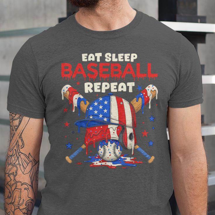 Eat Sleep Baseball Repeat Ice Cream Drip Crossed Bats Unisex Jersey T-Shirt Eat Sleep Baseball Repeat Ice Cream Drip Crossed Bats Unisex Jersey T-Shirt