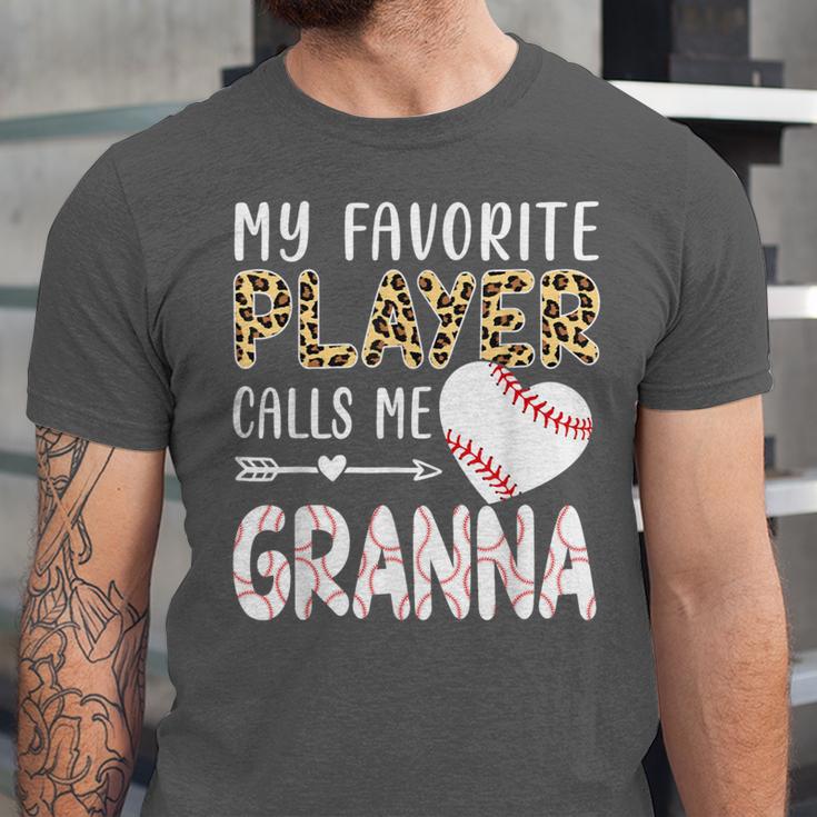 My Favorite Player Calls Me Granna Baseball Leopard Unisex Jersey T-Shirt