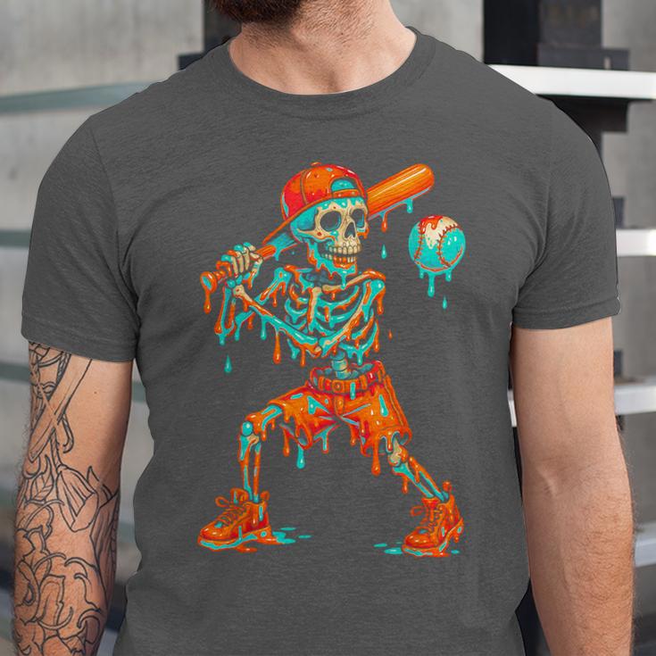 Halloween Baseball Skeleton Ice Cream Drip Baseball Boys Kid Unisex Jersey T-Shirt
