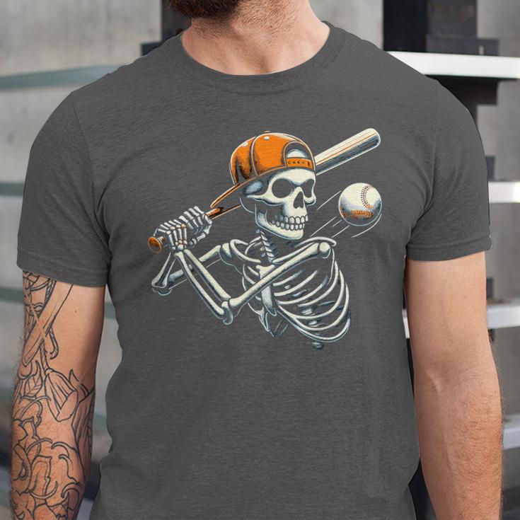 Halloween Boys Batting Skeleton Baseball Unisex Jersey T-Shirt