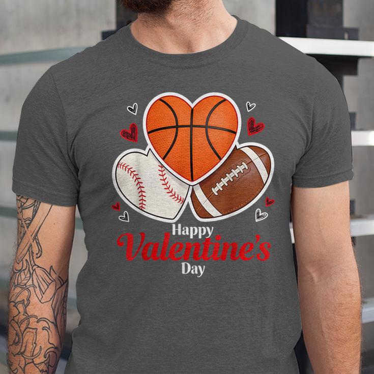 Happy Valentine’s Basketball Football Valentine Baseball Unisex Jersey T-Shirt