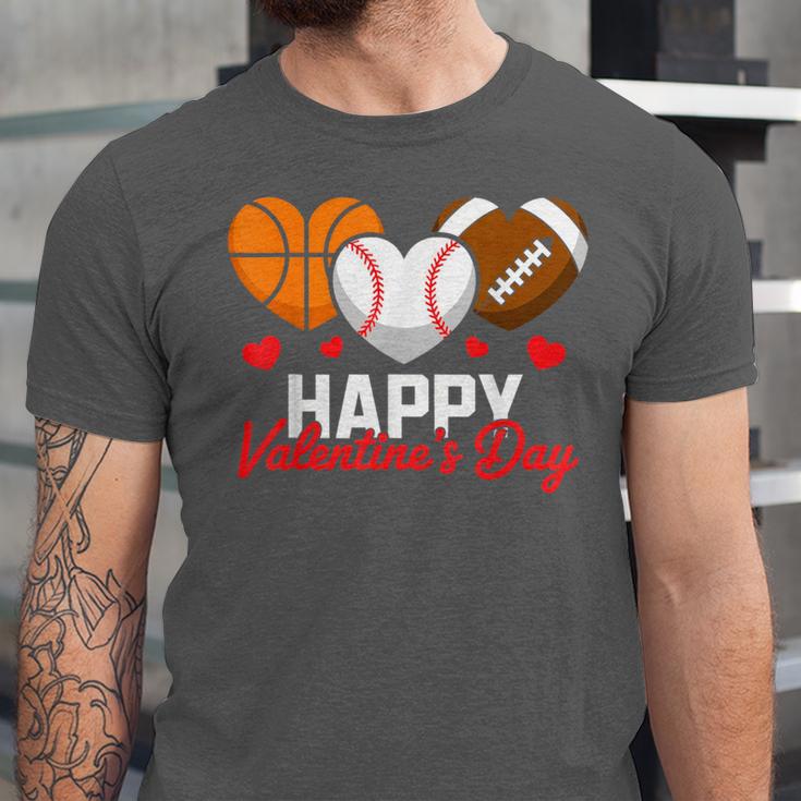 Happy Valentine’s Day Basketball Football Baseball Hearts Unisex Jersey T-Shirt