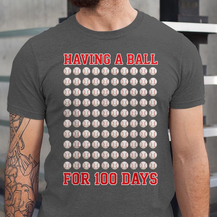 Having A Ball For 100 Days Of School 100th Baseball Unisex Jersey T-Shirt