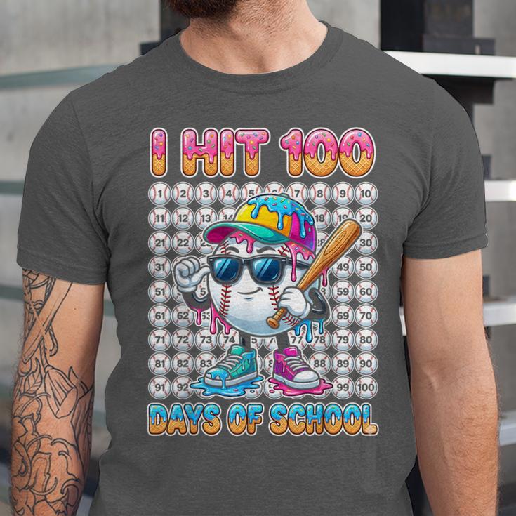 I Hit 100 Days Of School Baseball Ice Cram Drip 100th Boys Unisex Jersey T-Shirt