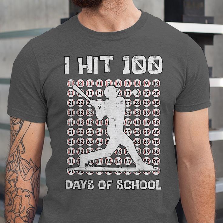I Hit 100 Days Of School Baseball Player 100th Day Boys Kids Unisex Jersey T-Shirt