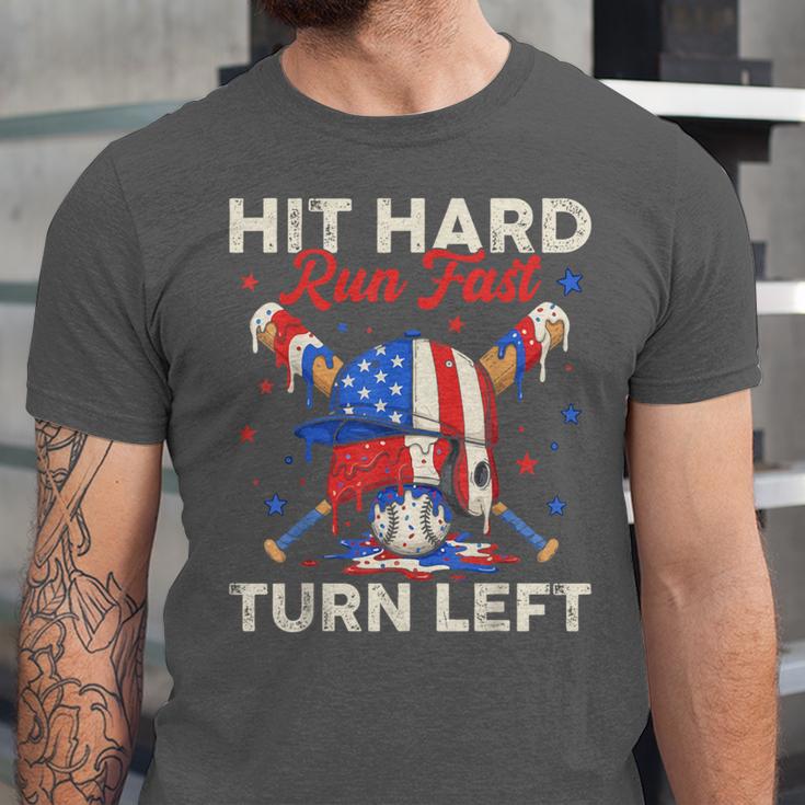 Hit Hard Run Fast Turn Left Baseball Cream Drip Crossed Bats Unisex Jersey T-Shirt Hit Hard Run Fast Turn Left Baseball Cream Drip Crossed Bats Unisex Jersey T-Shirt