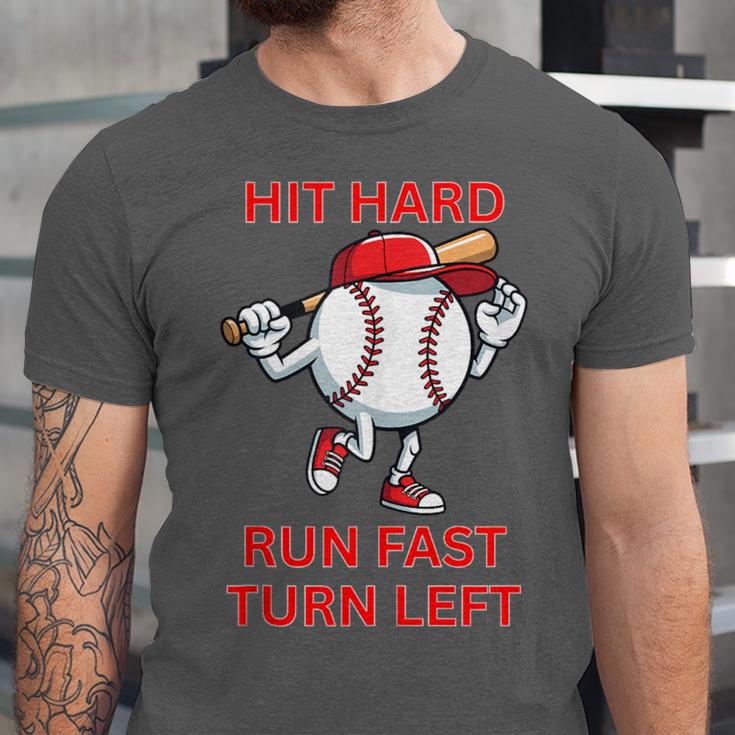Hit Hard Run Fast Turn Left Baseball Player Unisex Jersey T-Shirt Hit Hard Run Fast Turn Left Baseball Player Unisex Jersey T-Shirt