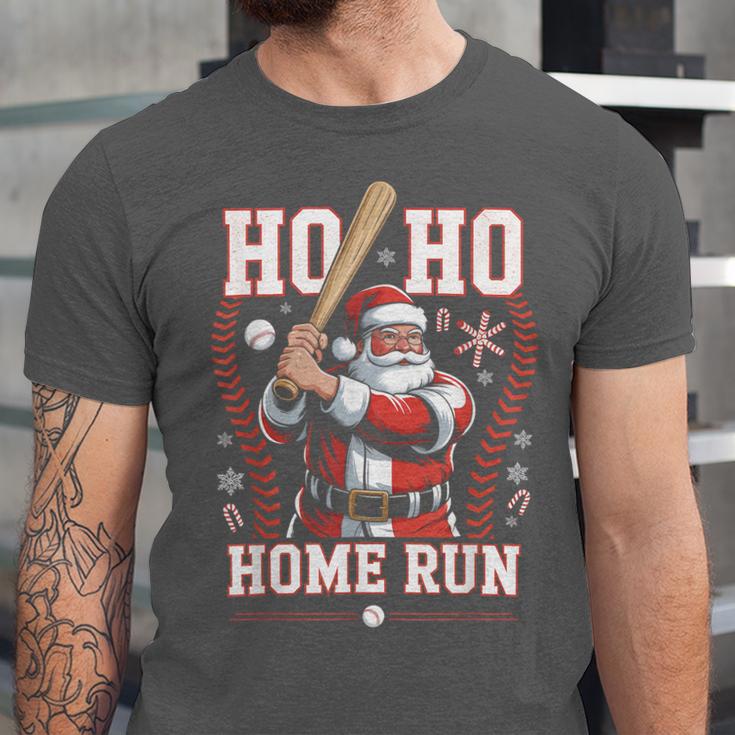 Ho Ho Home Run Baseball Christmas Holiday Sports Santa Unisex Jersey T-Shirt
