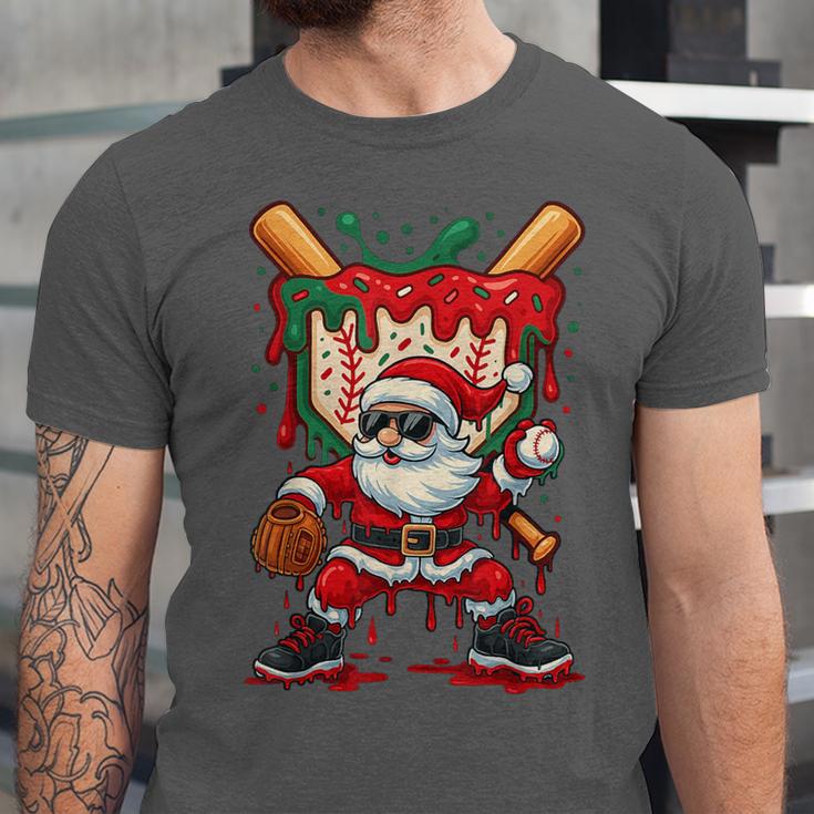 HUGvyn Santa Playing Baseball Ice Cream Drip Christmas Boys Unisex Jersey T-Shirt