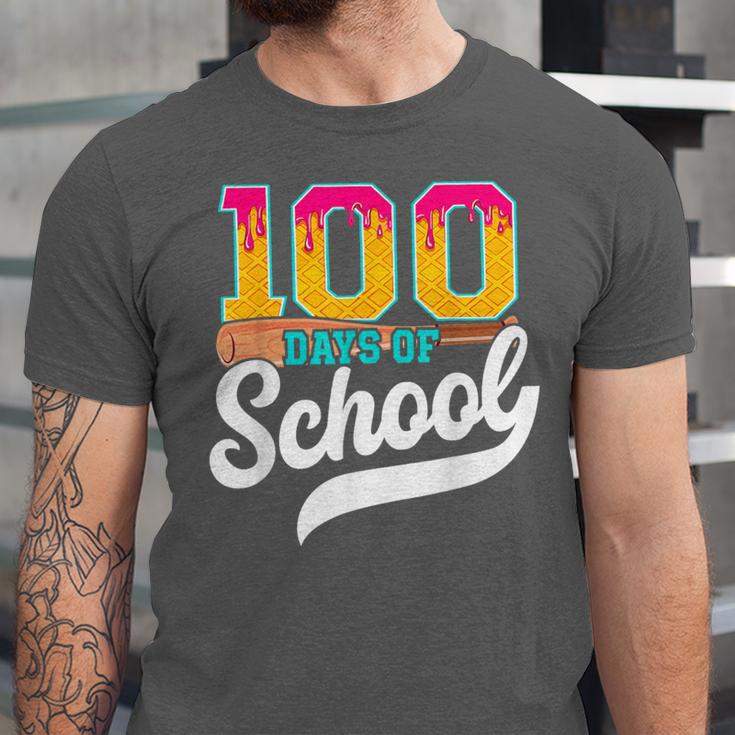 Ice Cream Drip 100 Days Of School Baseball Boys 100th Day Unisex Jersey T-Shirt