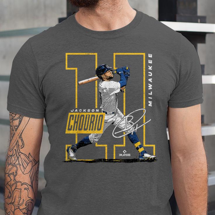 Jackson Chourio Milwaukee MLB Baseball Player MLBJCH202M Unisex Jersey T-Shirt Jackson Chourio Milwaukee MLB Baseball Player MLBJCH202M Unisex Jersey T-Shirt
