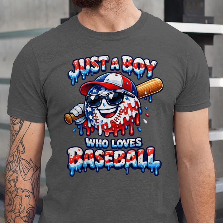 Just A Boy Who Loves Baseball Patriotic Drip For Youth Boys Unisex Jersey T-Shirt Just A Boy Who Loves Baseball Patriotic Drip For Youth Boys Unisex Jersey T-Shirt