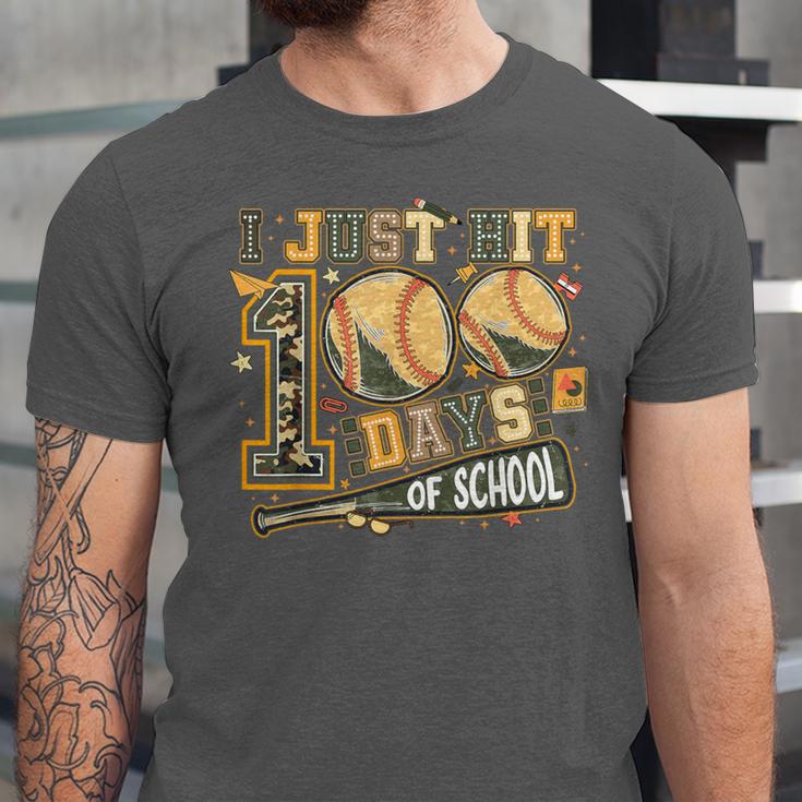 I Just Hit 100 Days Of School Camo Baseball Boy Kids Teacher Unisex Jersey T-Shirt