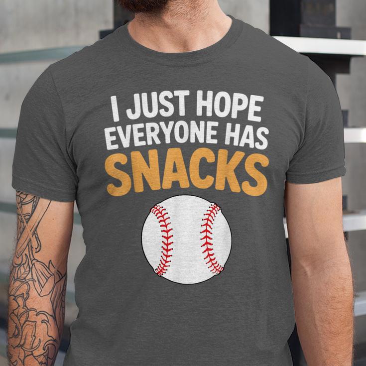I Just Hope Everyone Has Snacks Baseball Game Day Fan Unisex Jersey T-Shirt I Just Hope Everyone Has Snacks Baseball Game Day Fan Unisex Jersey T-Shirt