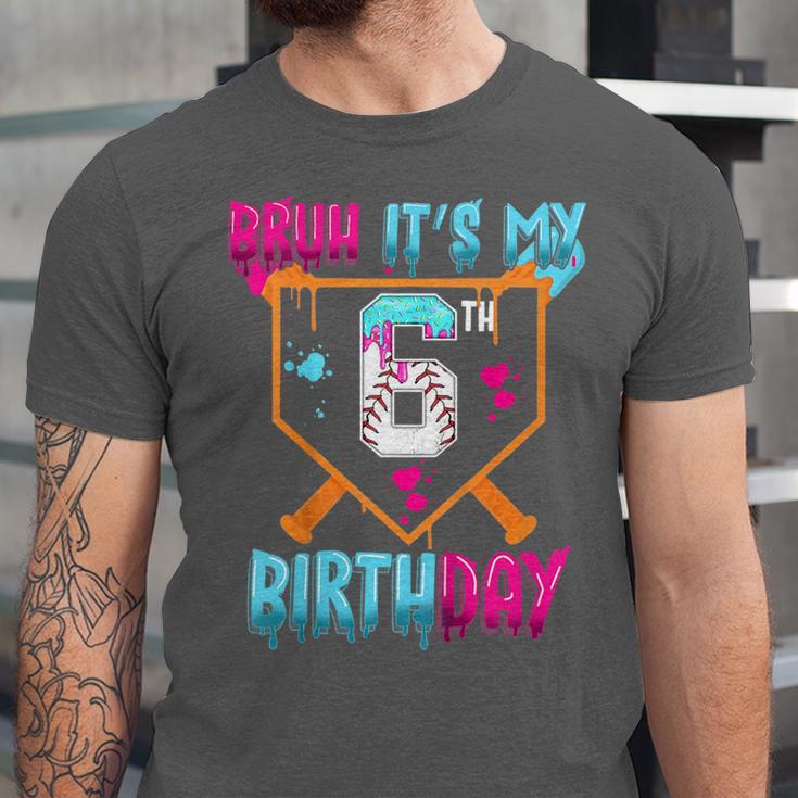 Kids Baseball Drip Bruh It's My 6th Birthday Boy Ice Cream Drip Unisex Jersey T-Shirt Kids Baseball Drip Bruh It's My 6th Birthday Boy Ice Cream Drip Unisex Jersey T-Shirt
