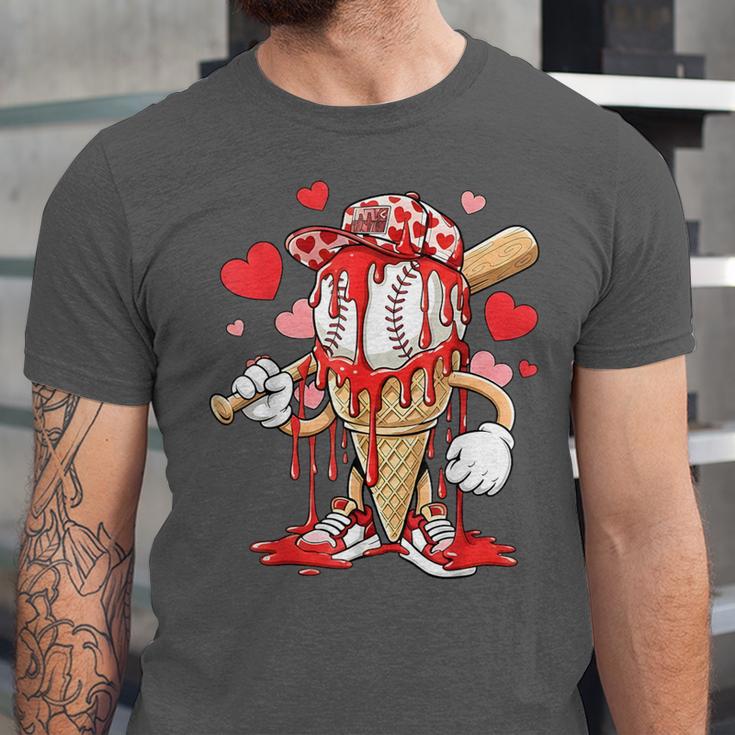 Kids Baseball Drip Ice Cream Apparel Kids Boys Valentine Unisex Jersey T-Shirt
