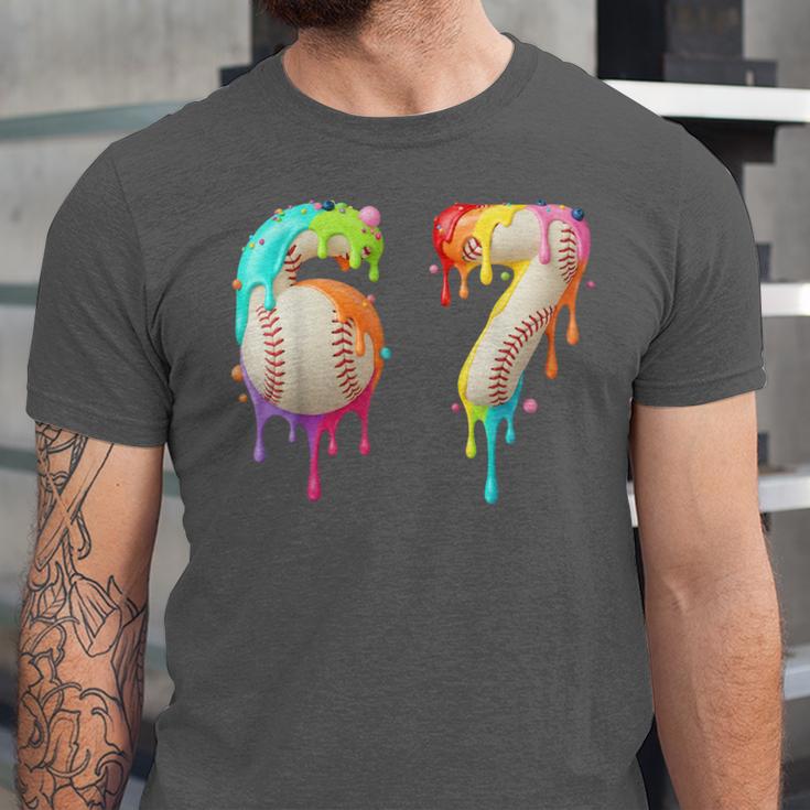 Kids Meme 67 Number Six 6 Seven 7 Ice Cream Drips Baseball Unisex Jersey T-Shirt Kids Meme 67 Number Six 6 Seven 7 Ice Cream Drips Baseball Unisex Jersey T-Shirt