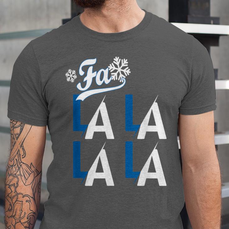 LA Baseball Fan Christmas FA La La Holiday Blue Theme Unisex Jersey T-Shirt