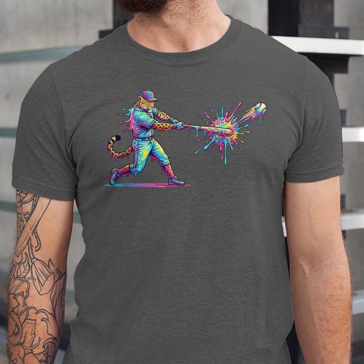 Leopard Baseball Player Ice Cream Drip For Boys Kids Unisex Jersey T-Shirt