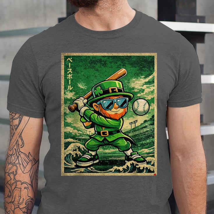 Leprechaun Playing Baseball Japanese Art St Patricks Day Unisex Jersey T-Shirt Leprechaun Playing Baseball Japanese Art St Patricks Day Unisex Jersey T-Shirt