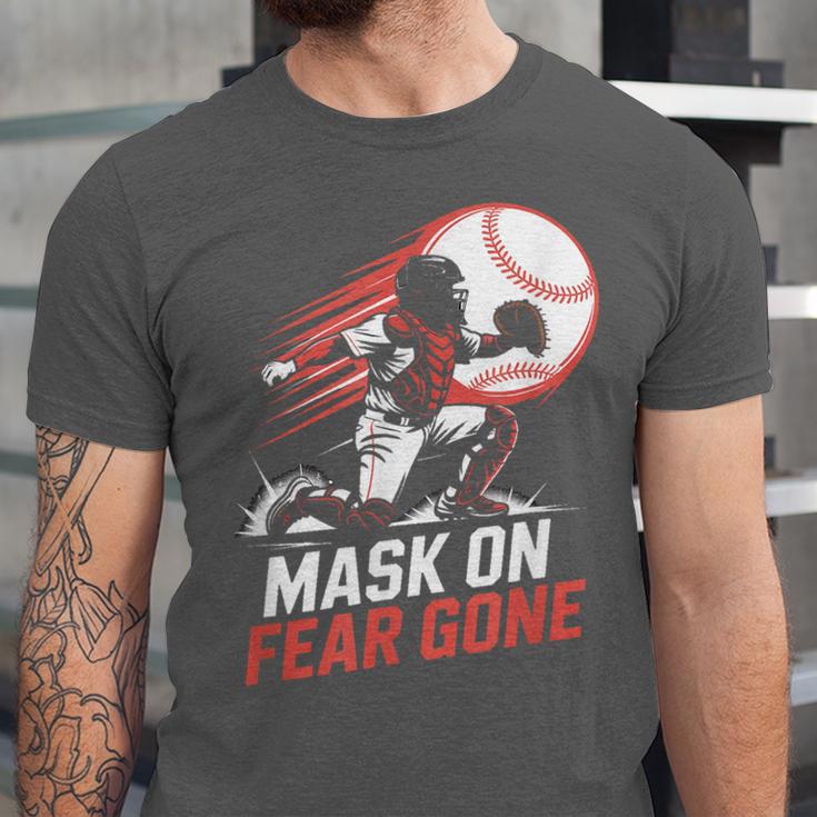 Mask On Fear Gone Baseball Catcher Softball Unisex Jersey T-Shirt Mask On Fear Gone Baseball Catcher Softball Unisex Jersey T-Shirt