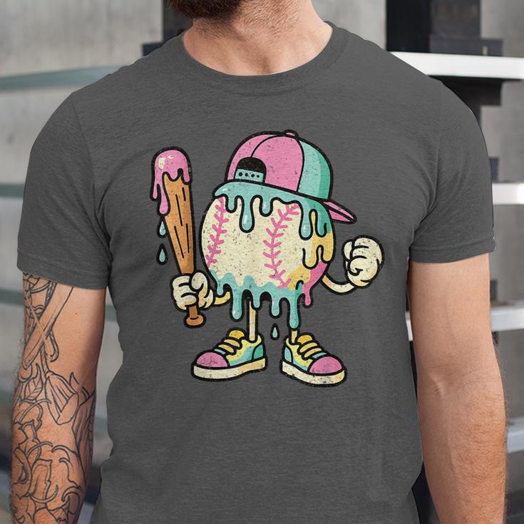 Melted Ice-Cream Baseball Mascot Pastel Pop Unisex Jersey T-Shirt Melted Ice-Cream Baseball Mascot Pastel Pop Unisex Jersey T-Shirt