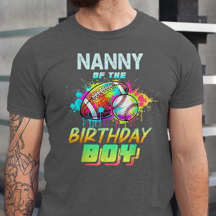 Nanny Of The Birthday Boy Baseball Football Colorful Unisex Jersey T-Shirt