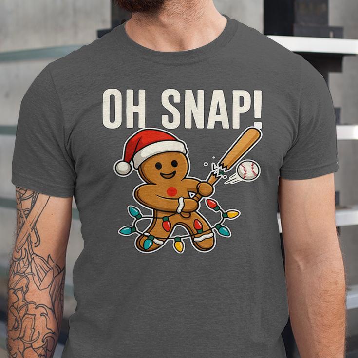 Oh Snap Gingerbreadman Christmas Baseball Humor Unisex Jersey T-Shirt