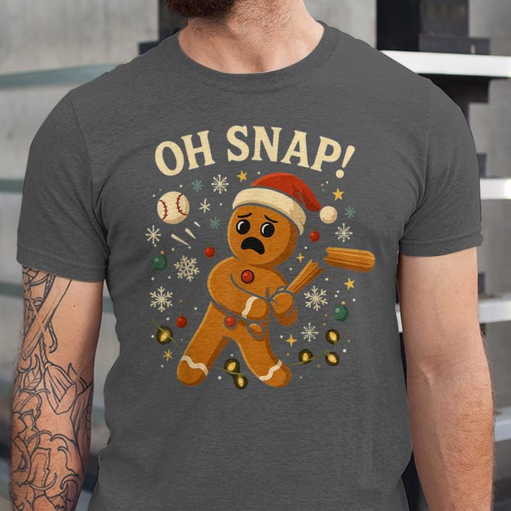 Oh Snap Gingerbreadman Christmas Baseball Unisex Jersey T-Shirt