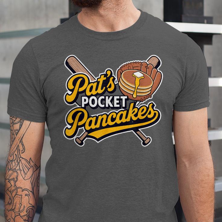 Pat's Pocket Pancakes Baseball Glove Stack Syrup Unisex Jersey T-Shirt