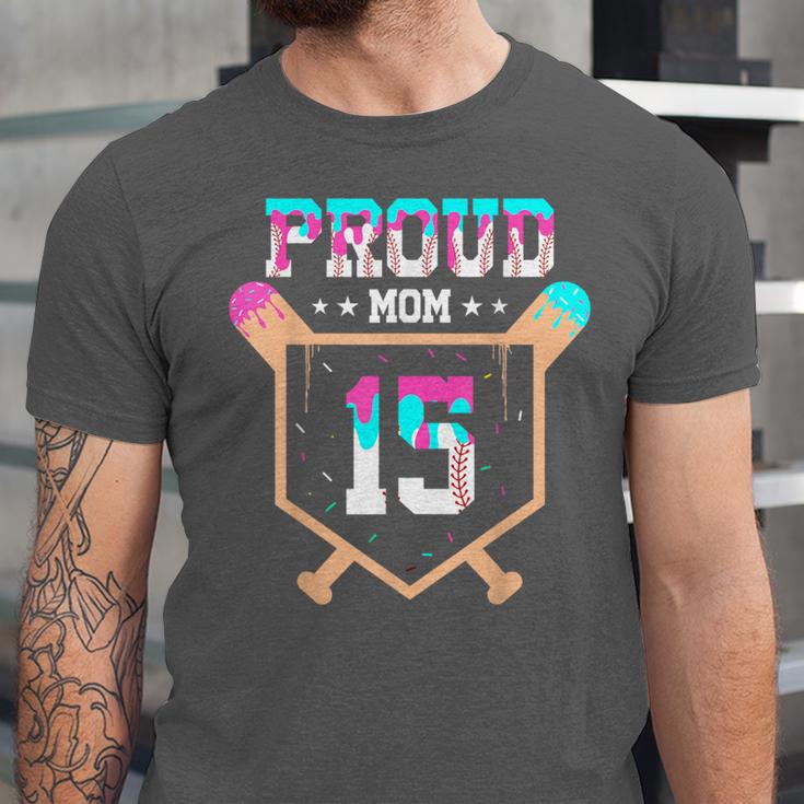 Proud Mom Baseball Player Number 15 Ice Cream Drip Unisex Jersey T-Shirt