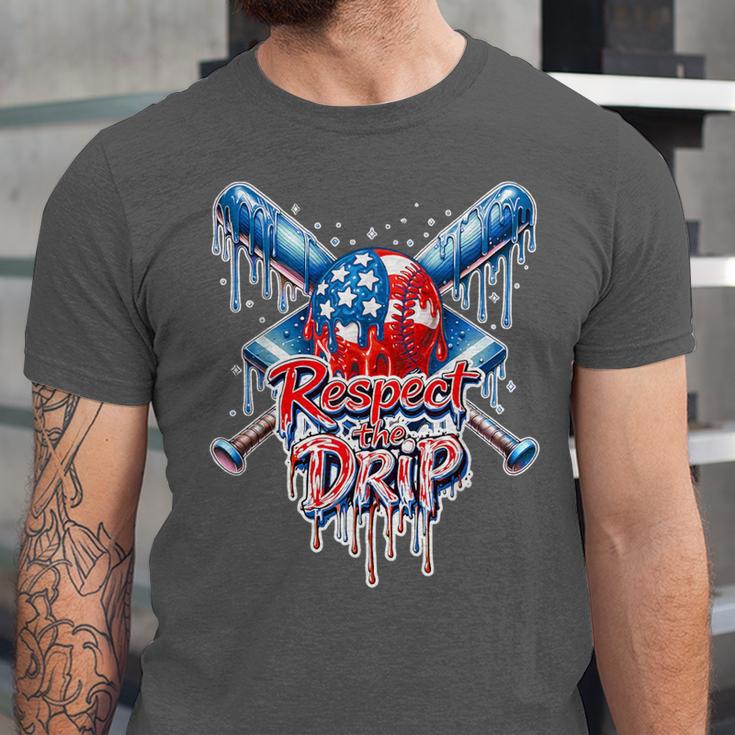 Respect The Drip Baseball American Flag Ice Cream Drip Youth Unisex Jersey T-Shirt Respect The Drip Baseball American Flag Ice Cream Drip Youth Unisex Jersey T-Shirt