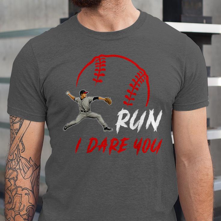 Run Steal I Dare You Humor Baseball Catcher Vintage Unisex Jersey T-Shirt Run Steal I Dare You Humor Baseball Catcher Vintage Unisex Jersey T-Shirt