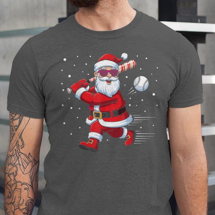 Santa Baseball Christmas Pajamas Xmas Men Kids Boys Unisex Jersey T-Shirt