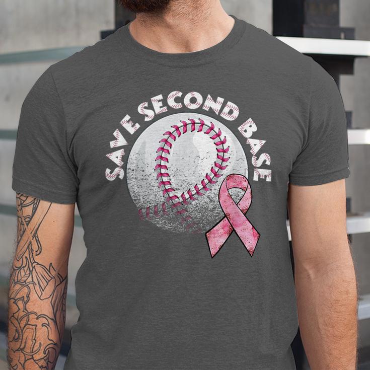 Save 2nd Base Breast Cancer Awareness Pink Ribbon Baseball Unisex Jersey T-Shirt Save 2nd Base Breast Cancer Awareness Pink Ribbon Baseball Unisex Jersey T-Shirt