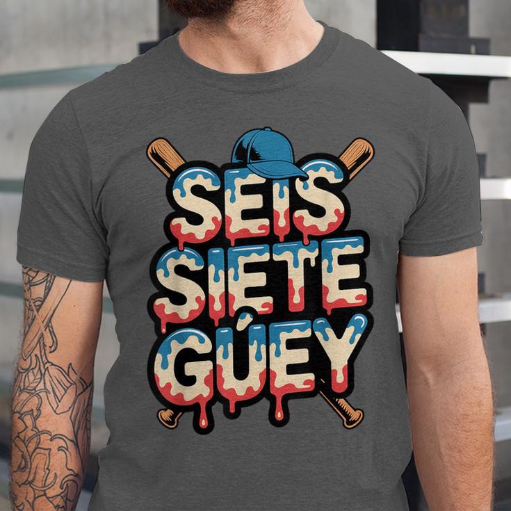 SEIS Siete Guey Baseball Drip Mexico Spanish 67 Slang Boys Unisex Jersey T-Shirt