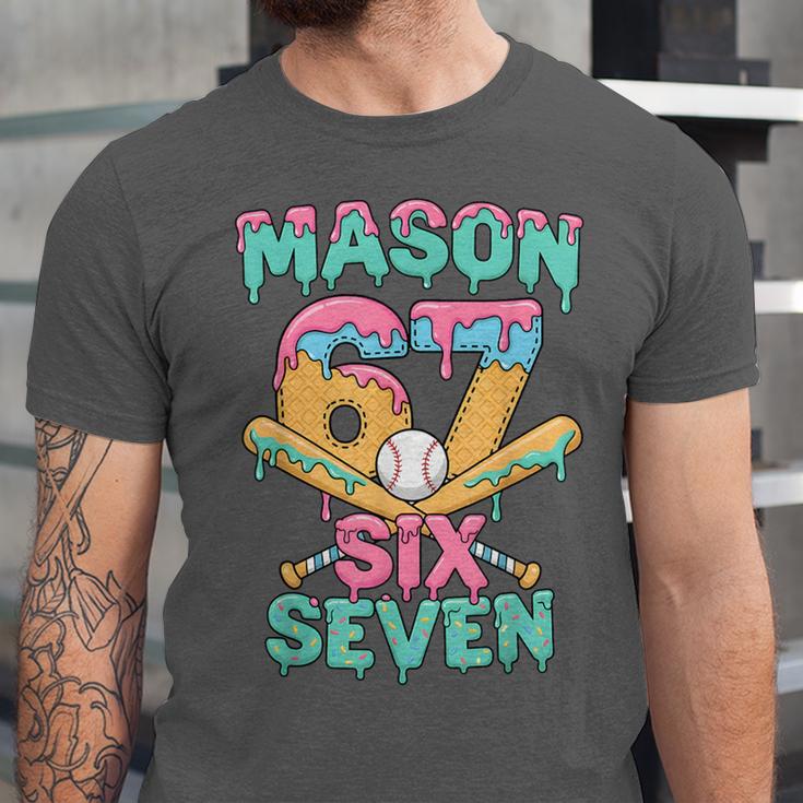 Six Seven Meme Mason Ice Cream Drip Baseball Number 67 Unisex Jersey T-Shirt Six Seven Meme Mason Ice Cream Drip Baseball Number 67 Unisex Jersey T-Shirt
