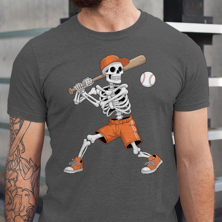 Skeleton Batting Baseball Halloween Unisex Jersey T-Shirt