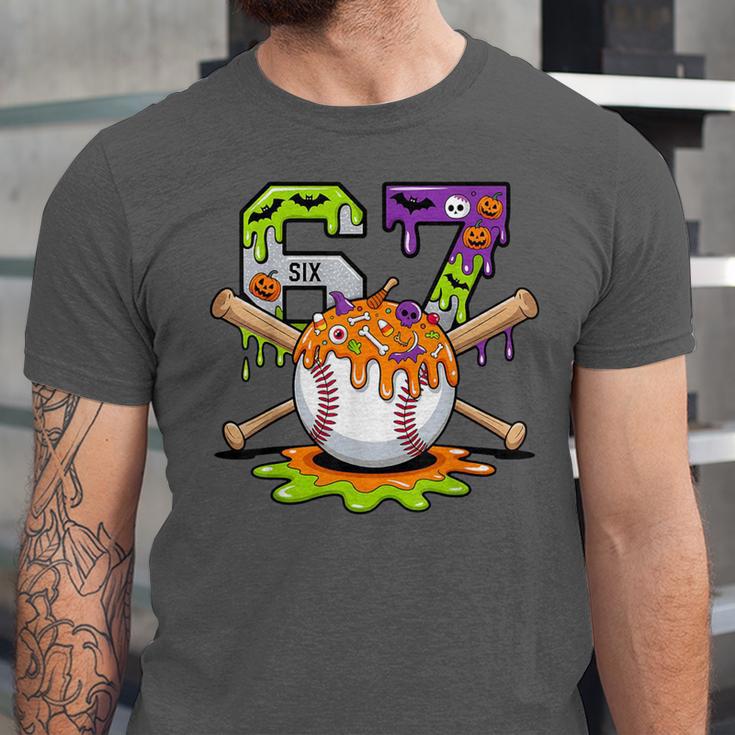 Spooky Halloween Baseball Ice Cream Dripping Six Seven 6 7 Unisex Jersey T-Shirt